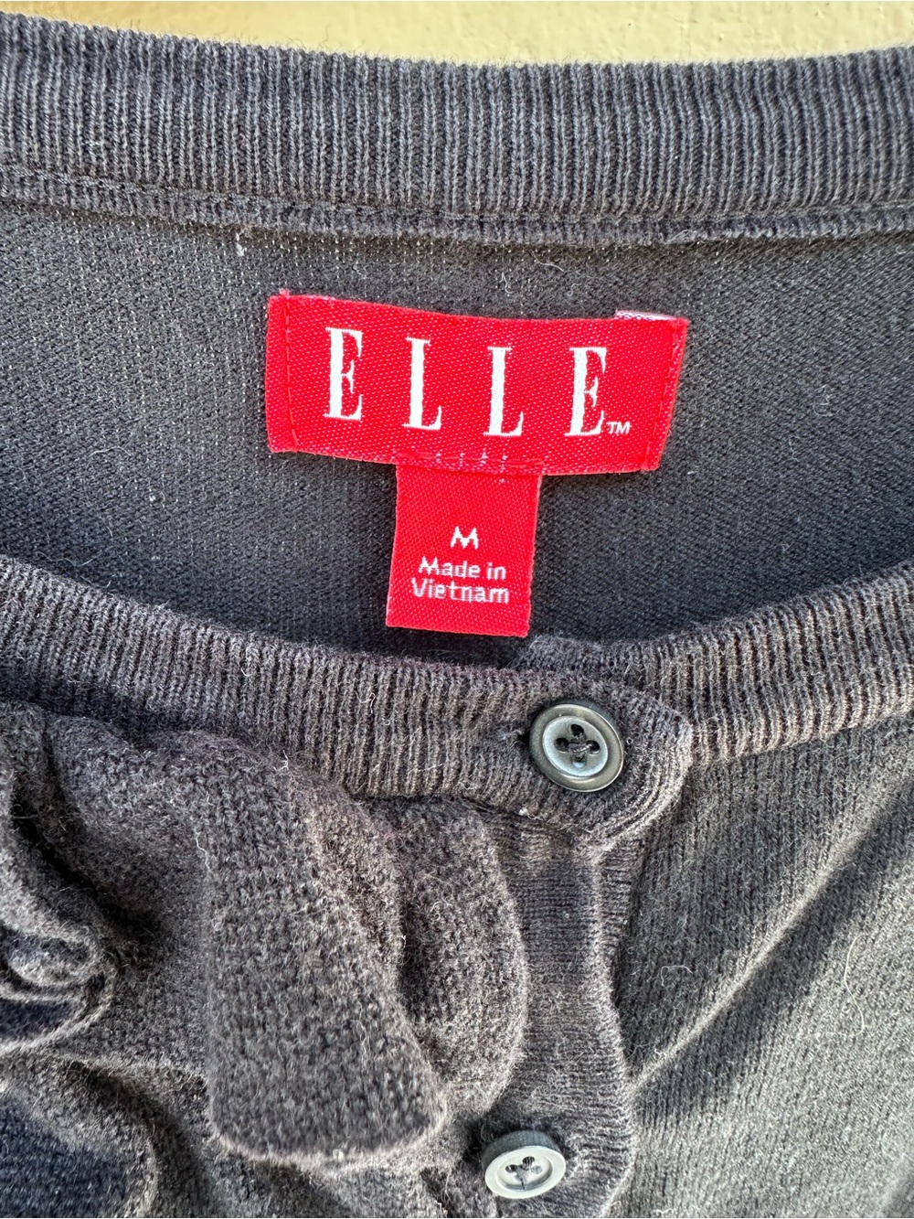 Elle Black Ruffle Front Button Cardigan - Picture 2 of 8